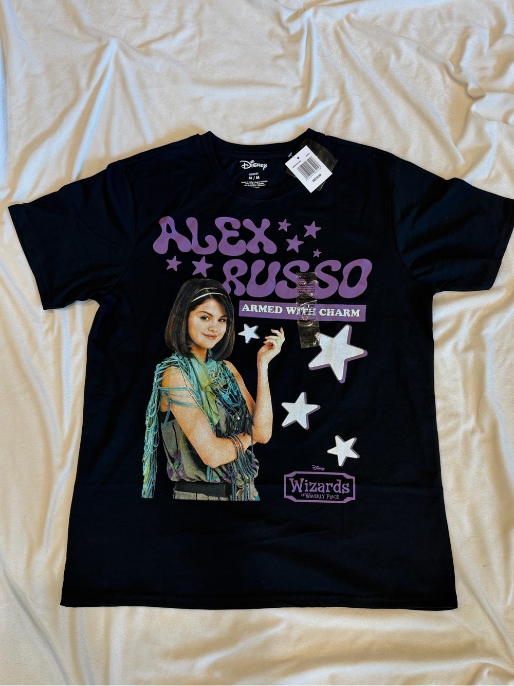Disney Black Alex Russo Graphic Tee with Purple Stars